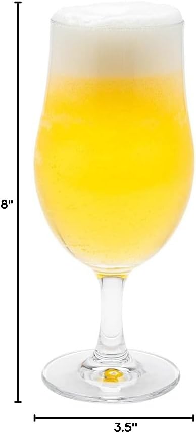Restaurantware 18 Ounce Pilsner Glasses Set Of 12 Stemmed Beer Glasses - Fine-Blown Dishwasher-Safe Clear Glass Beer Glass Set Lead-Free For Beers Ales or Cocktails