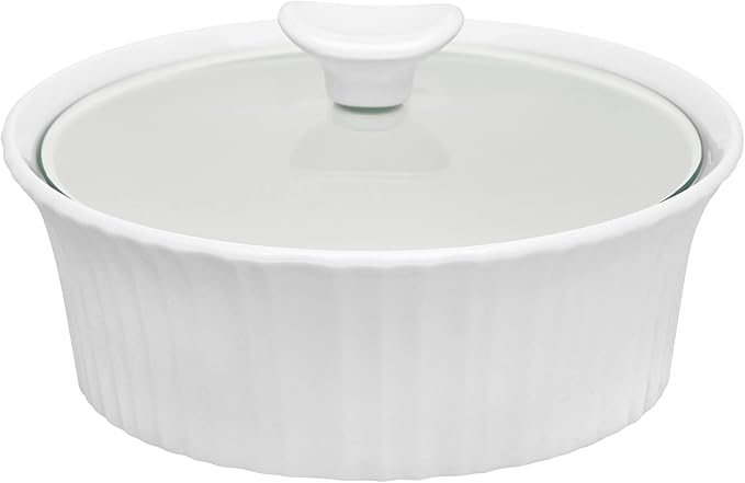 CorningWare French White 1.5-Quart Round Casserole with Glass Lid