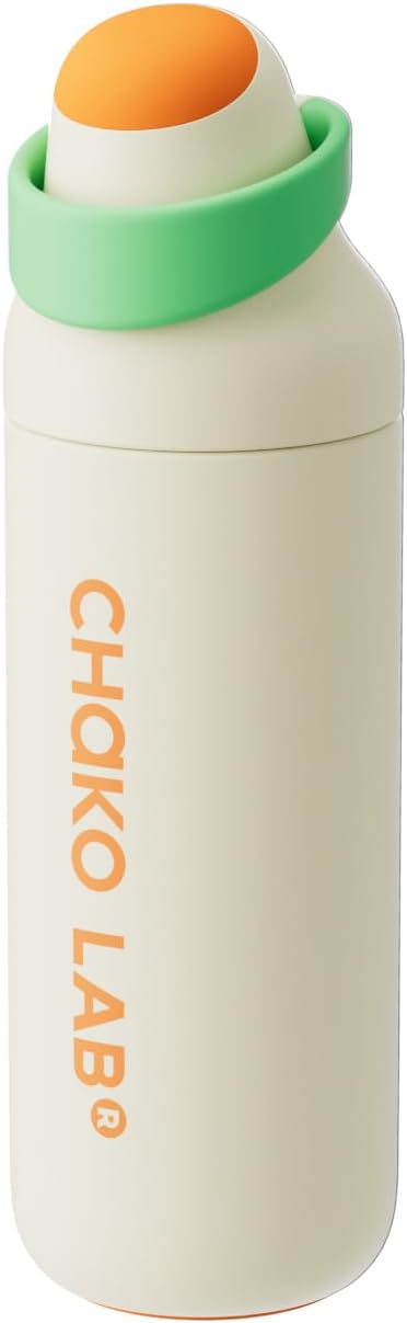CHAKO LAB Insulated Stainless Steel Water Bottle, BPA-Free Sports Water Bottle,Spout and Straw,Leak Proof Locking Lid,Designed for Travel, School, and Sport,BPA Free,23 oz,White