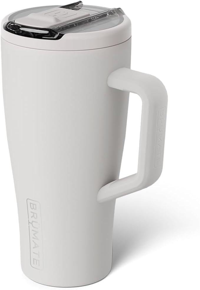 BrüMate Era Flip 30oz Tumbler with 100% Leakproof Covered Straw Lid | Hygienic Covered Straw | Insulated Stainless Steel Water Bottle with Handle | Cup Holder Friendly | BPA-Free (Dune)