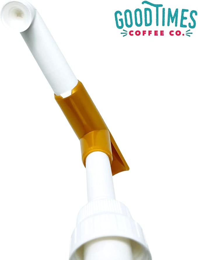 Good Times Coffee Co. Sauce Pump Dispenser (Pack of 2), Fits 87.3 to 90.4 Ounce Bottles, Gold