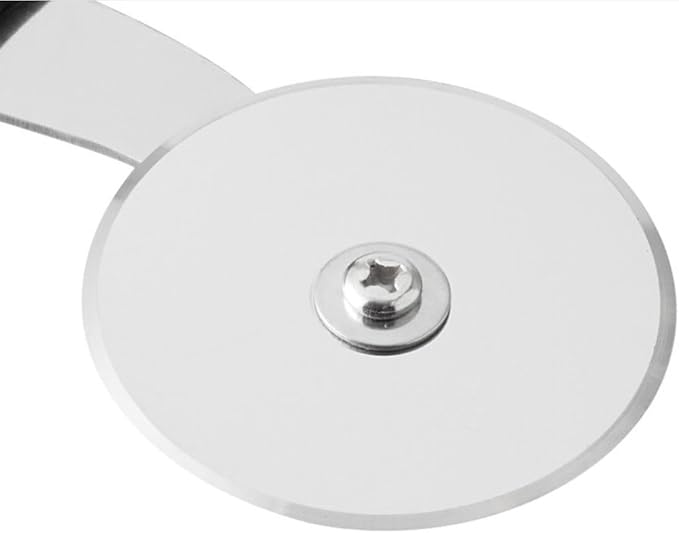 Soro Essentials- 4" Stainless Steel Pizza Cutter Wheel with Plastic Handle Black Color- Pizza Wheel Slicer Built in Finger Guard for Safety Pizza Wheel Sharp Blade for Cutting Through Crusts Pies