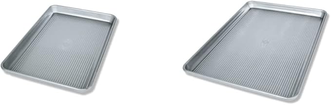 USA Pan Bakeware Jelly Roll Pan, Warp Resistant Nonstick Baking Pan & Bakeware Half Sheet Pan, Warp Resistant Nonstick Baking Pan, Made in the USA from Aluminized Steel 17 1/4 x12 1/4 x1