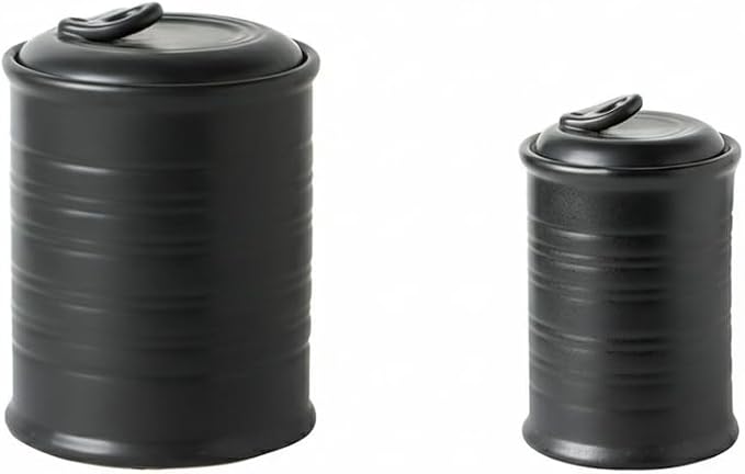 Nihow Food Storage Jar,Ceramic Canister Sets for The Kitchen,Set of 2,Black | Air Tight Lid,For Flour/Sugar/Rice/Coffee/Cookies/Candy,Kitchen Counter Canister/Dishwasher Safe
