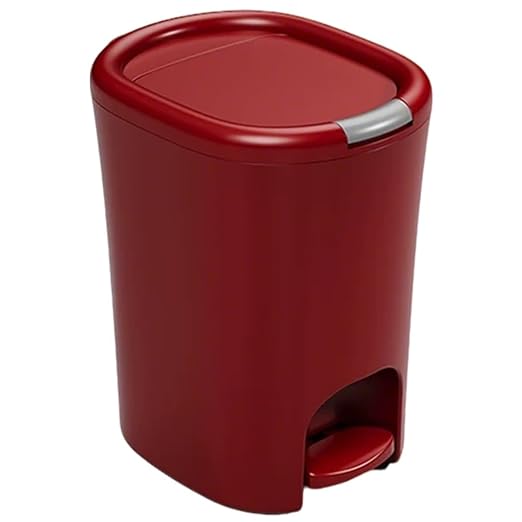 Trash can with lid, Plastic Trash can with Foot Pedal, Suitable for Dining Room, Bedroom, Living Room, Indoor and Outdoor(D,8L)