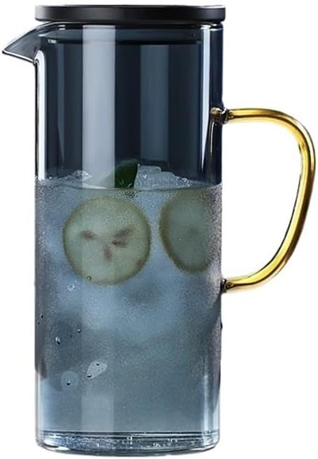 Thickened Glass Cold Water Pitcher Jug Home Use Juice Teapot with Handle Pitcher for Iced Tea Drinks with High Borosilicate Juice Water Pitcher (Blue)
