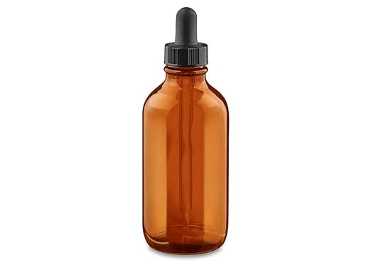 United Scientific™ 8oz (240mL) Leakproof Flint Glass Dropper Bottles, Amber Glass, Pack of 12