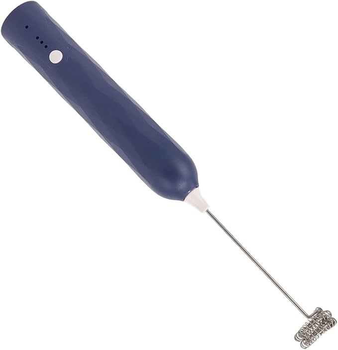 Rechargeable Milk Frother & Egg Beater 3Speed Handheld Electric Whisk with 2 Stainless Steel Heads USB Charging for Coffee Matcha Hot Chocolate (Blue)
