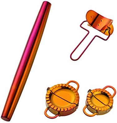 Buyer Star Rainbow rolling pin-15.8-inch Professional Rolling Pin Fondant, Dumplings, Cookies, Pizza Dough, Pasta, Pie Crust, Pastry - Metal French Rolling Pin Roller (NO.3)