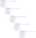 Plastic Measuring Scoop, (70 cc | 4.73 tbsp | 2.37 fl oz. | 70 mL) Long Handle Spoons for Powders, Granules, Coffee, Pet Food, Baking Supplies, Protein and Other Dry Goods, BPA Free (Set of 5)