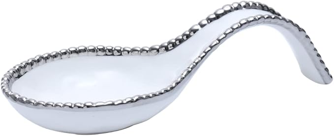 Pampa Bay Golden Salerno Titanium-Plated Porcelain Spoon Rest (White and Silver)