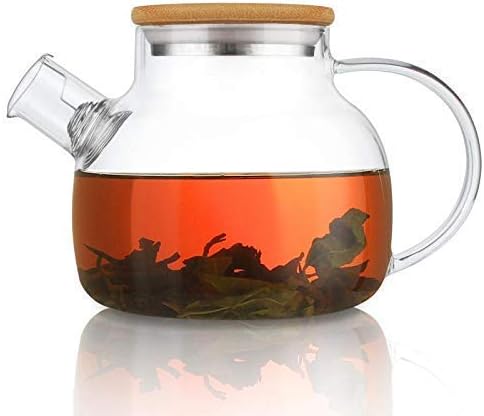 CNGLASS 30.4oz Glass Teapot Stovetop Safe and 5.1oz(4-pack) Glass Teacups