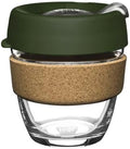 KeepCup Brew Cork, Reusable Glass Tumbler with Natural Cork, Short Coffee Cup 8oz/227ml - Pine