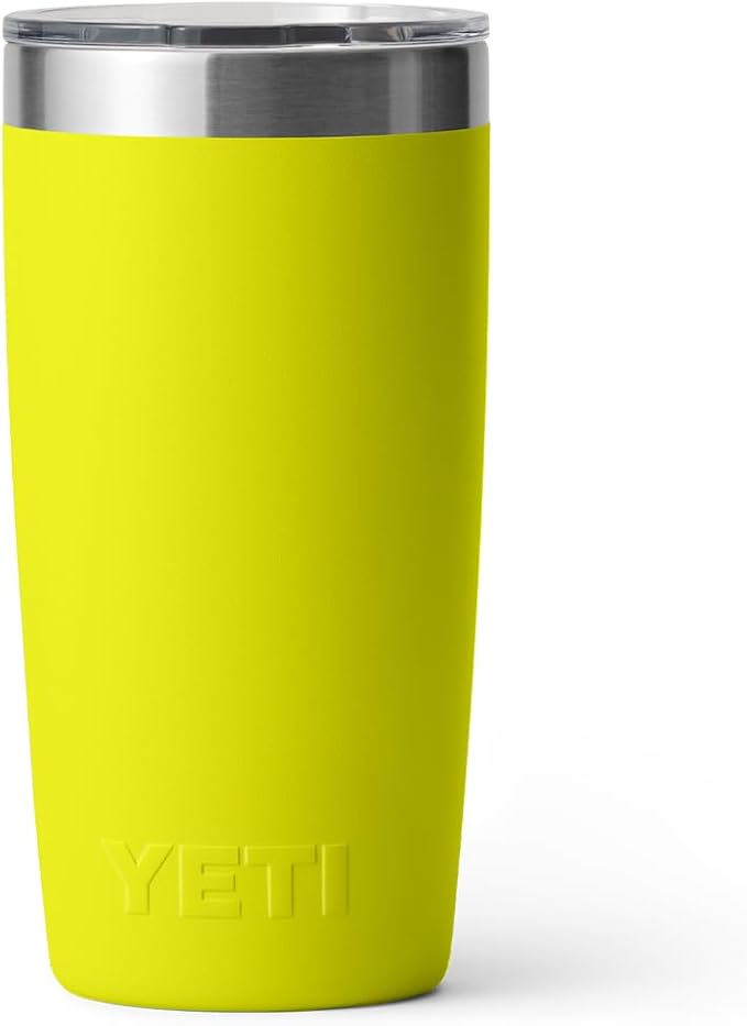 YETI Rambler 10 oz Tumbler, Stainless Steel, Vacuum Insulated with MagSlider Lid, Firefly Yellow | Vacuum Insulated