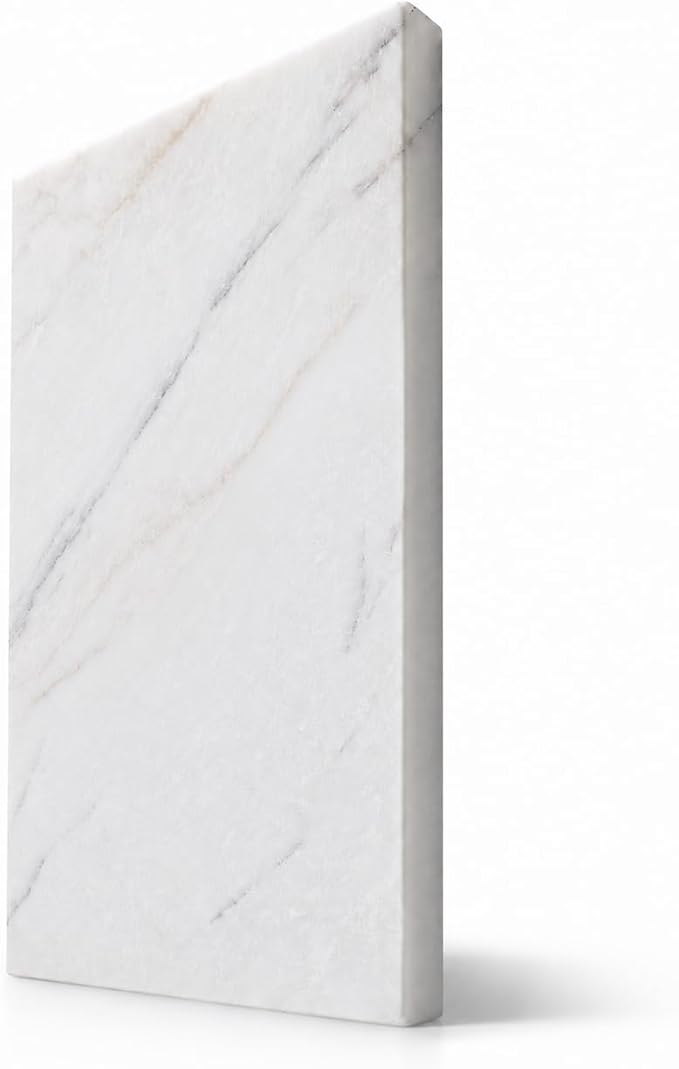 Koville Marble Cutting Board for Kitchen, 20x16 Inches Large Marble Slab Cheese Board, Rectangular Serving Board for Baking Charcuterie Pastry, Natural Stone Board for Countertop(White)