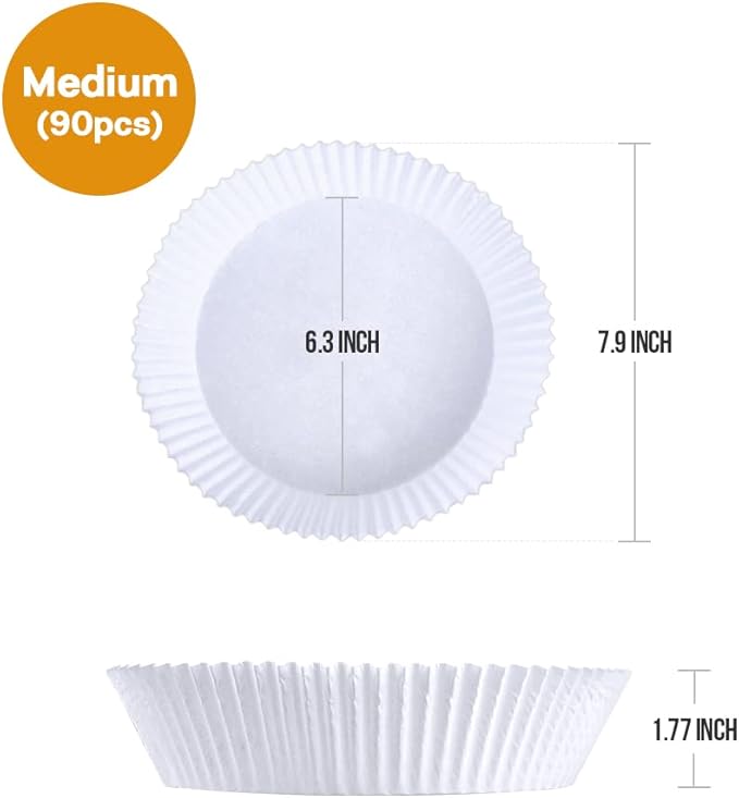 CLEANWRAP Air Fryer Disposable Paper Liners (6.3 * 1.77-90 PCS) - Mothers Day Gifts for Mom I Air Fryer Paper Liners Disposable