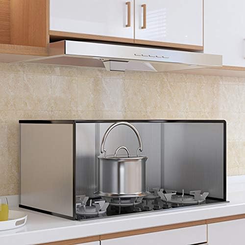 4 Sided Stainless Steel Oil Splatter Guard, Grease Splatter Screen, Stove Splash Guard, Foldable Oil Proof Baffle Fry Wall Splash Guards (31.5"Dx15.8"Wx11.8"H)