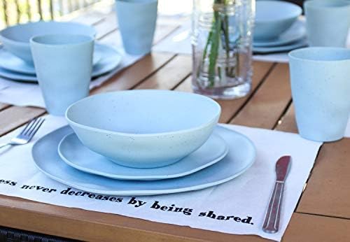 MORGIANA 8 pcs Reusable Dinnerware Set, Camping Dishes with Bowls Plates Dishes for 2 (Blue)