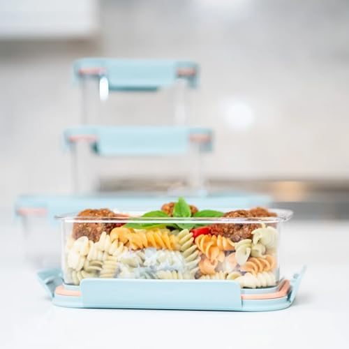 LocknLock Tritan Plastic Bisfree Modular Plus Food Storage Container Set, 4 set (2 containers & 2 Lids)- Mint