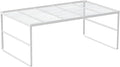 Kitchen Cabinet Storage Shelf Stackable Wire Spice Rack Organizer Heavy Duty Space Saver for Bathroom Bedroom Closet Laundry Room Office Countertop - White, Pack 1