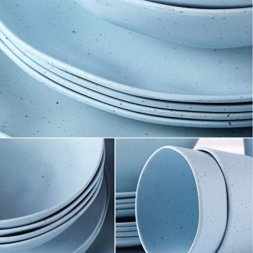 MORGIANA 8 pcs Reusable Dinnerware Set, Camping Dishes with Bowls Plates Dishes for 2 (Blue)