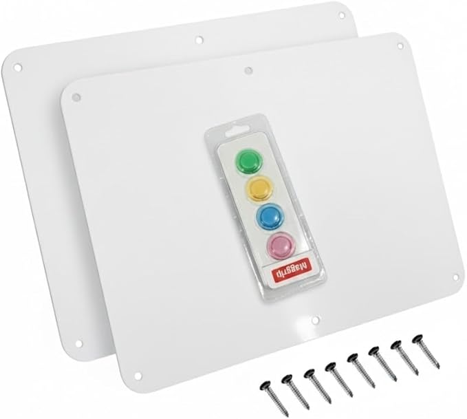 17.5inchX11.5inch Large Stainless Steel Plate for Magnets, 3M Adhesive Back, Mounting Screws, Ideal for Magnetic Shelf, Spice Holders, Colorful Magnets as a Gift. Mount Anywhere! (White, 2 Pack)