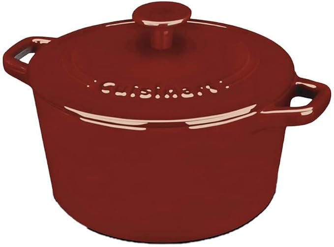 Cuisinart Chef's Classic Enameled Cast Iron Dutch Oven with Lid, Porcelain Enameled Interior, Oven Safe, Induction Compatible, 3-Quart, Round, Cardinal Red