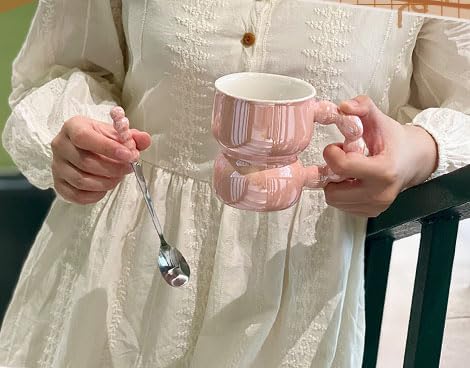 Pearl Ceramic Coffee Mug for Tea Latte Milk Cute Love Shape Cup for Home Office Women Gift 6.5 oz (Pearl Purple 2, 300 ml)