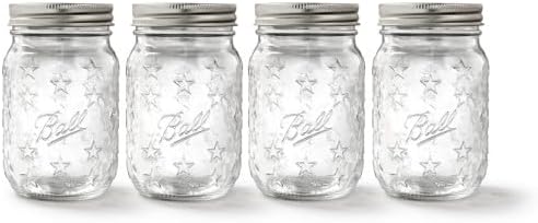 Ball Americana Regular Mouth Glass Mason Jars with Lids and Bands, Used for Canning, Pickling, Juice, Jam, Jelly, Pint Size 16 Ounce, 4 Count, Pack of 3 (12 Jars Total)