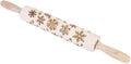 Embossed Wooden Rolling Pin for Baking, Deep Engraved Embossing Rolling Pin with Christmas Snowflake Flower Design for Baking Embossed Cookies Cute Kitchen Decor DIY Tool for Kids and Adults