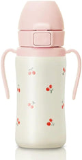 GROSMIMI Insulated 316 Stainless Steel Spill Proof Straw Cup, Water bottle with Flip Top for Toddlers, BPA Free (cherry, 10oz)