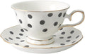 Didiseaon Polka Dot Cup and Saucer Set Ceramic Tea Mug with Saucer 5.51 Inch European Style Coffee Cup for Home and Office Afternoon Tea You Deserve to Have One