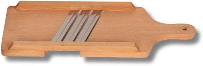 Wooden Cabbage Shredder, Vegetable Slicer for Food Preparation, Sauerkraut, Coleslaw, Salads. Pre-Oiled. Three Blades. A Cut Resistant Glove.