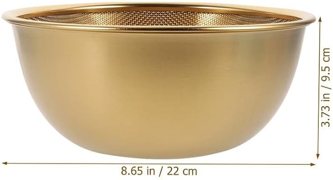 Multi-functional Stainless Steel Rice Washing Bowl - Gold Kitchen Strainer for Rice, Vegetables & Fruit - Durable and Elegant Design