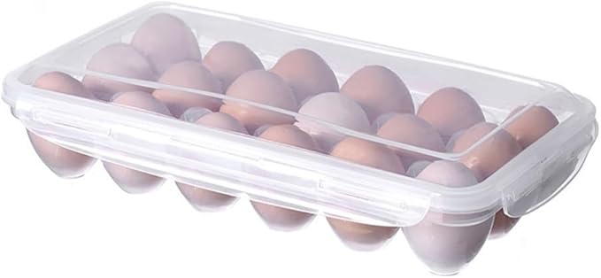 TOWINE Food Storage Containers Egg Preservation Box Refrigerator Egg Storage Box Home Preservation Storage Box Kitchen Multi-Grid Portable Egg Box (Color : Clear, Size : B)