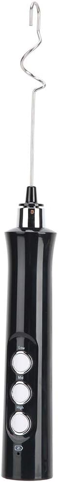 Electric Milk Frother Handheld Automatic Egg Beater USB Charging 3 Speed for Home Kitchen Black