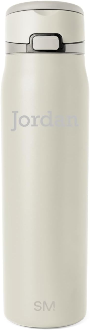 Simple Modern Personalized Mesa Loop Water Bottle with Covered Straw and Handle | 30oz Cup Holder Friendly Insulated Stainless Steel Bottles for Travel, Sports and School | Cashew