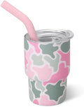 Swig Life Swig Shots Insulated Tumbler 2oz, Stainless Steel Mini Tumbler with Lid and Silicone Straw, Double Wall & Vacuum Sealed, Mini Tumblers for Shots (Blushing Camo)