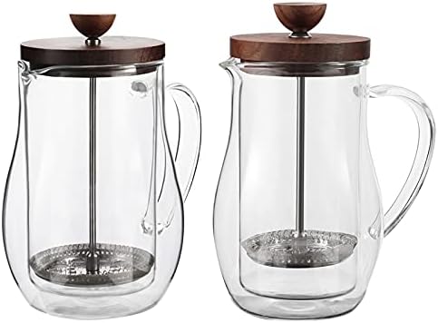 Liudan Coffee Pot Coffee Kettle with Handle Double Wall Glass Coffee Pot Filter Presses Kettle Heat-Resisting Tea Press Bottle Household Coffee Tools Coffee Kettle (Color : 600ML)