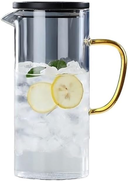 Pitcher Thickened Glass Cold Water Pitcher, Home Use Juice Teapot with Handle, Pitcher for Iced Tea Drinks with High Borosilicate Juice Water Pitcher (Clear)