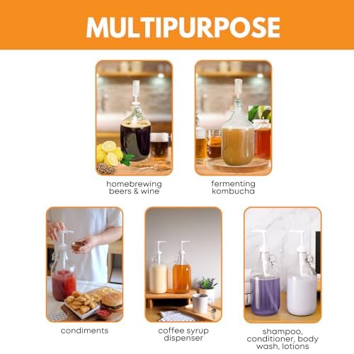 Fastrack 8-Pack 1 Gallon Glass Jug (128 oz) WITHOUT CAPS – Multipurpose 1 Gallon Jug, & Detergent Dispenser for Laundry, Glass jug for Liquids, Water & Juice