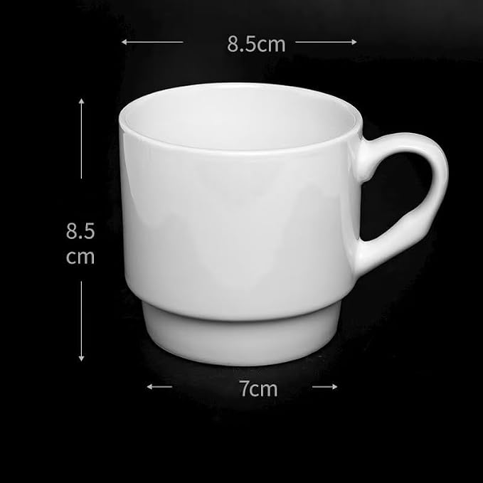 12OZ Stackable Coffee Mugs Set, Ceramic Coffee Cups with morandi color for Au Lait, Cappuccino,Latte,Cafe,Mocha,Tea, Suit Party Housewarming Wedding, Set of 4, Dishwasher&Microwave Safe（White）