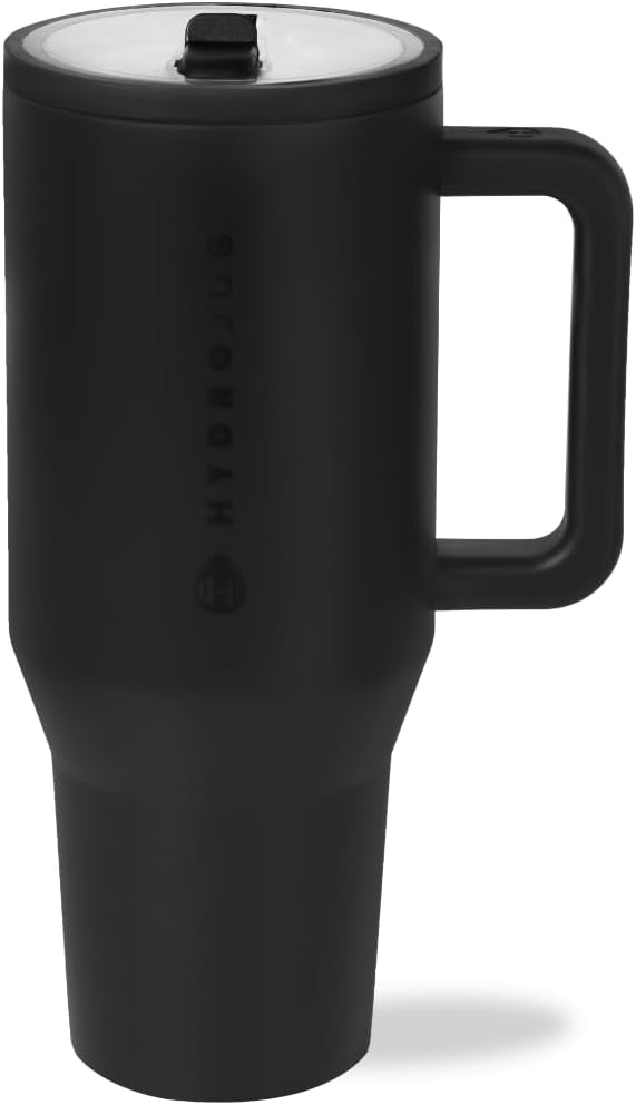 HydroJug Traveler 40oz, Insulated Tumbler with Handle & Straw, Black