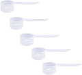 Plastic Measuring Scoop, (43 cc | 1.5 Oz. | 43 mL) Long Handle Spoons for Powders, Granules, Coffee, Pet Food, Baking Supplies, Protein and Other Dry Goods, BPA Free (Set of 5)