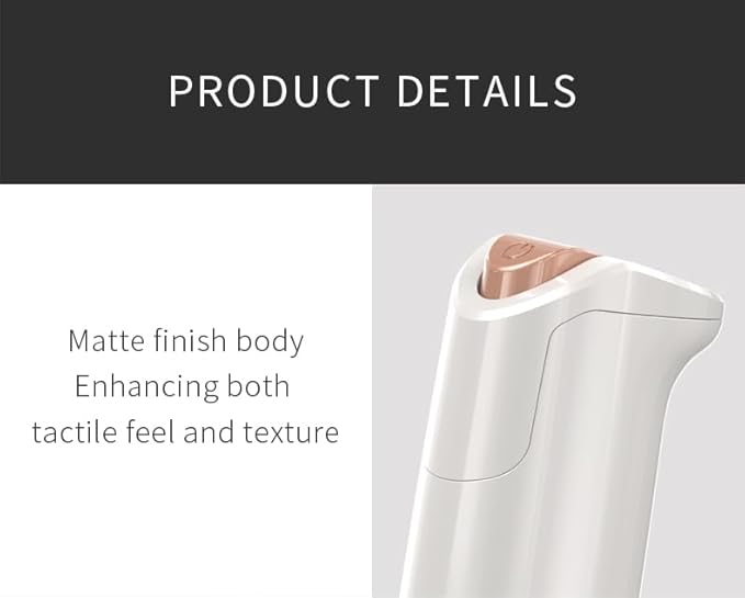 Electric Milk Frother, White, Rose Gold Accents, 1W High-Torque Motor, Handheld Design, Battery Powered, for Coffee Drinks, Baby Food Mixing