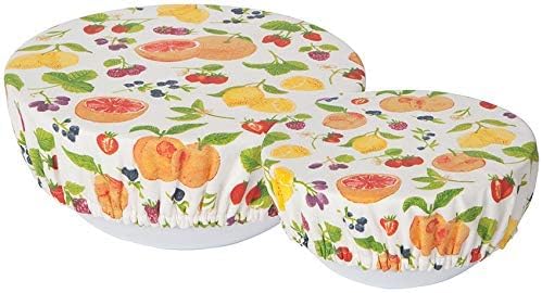 Now Designs Fruit Salad Save It Reusable Cotton Bowl Covers 7.5 and 9.25 inch, Set of 2