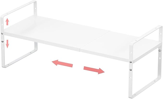 Jojocross Expandable Stackable Spice Rack Cabinet Shelf Organizer in Cabinets Shelves Kitchen Cupboard Organization Stack up Racks Pantry Countertop Storage Medium/White 1 Pack
