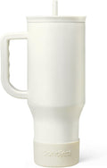 SANDJEST Ivory 40oz Tumbler with Handle and Straw, Insulated Stainless Steel Travel Coffee Mug for Women Girls, Gift Idea for Birthday Christmas Mothers Day