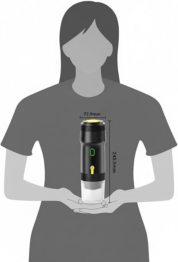 Portable Espresso Maker, 20 Bar Pressure Small Coffee Machine, Rechargeable Battery Operated Mini Coffee Maker for Pods or Grounds, Includes Car Charger, for Hot & Iced Coffee (White)