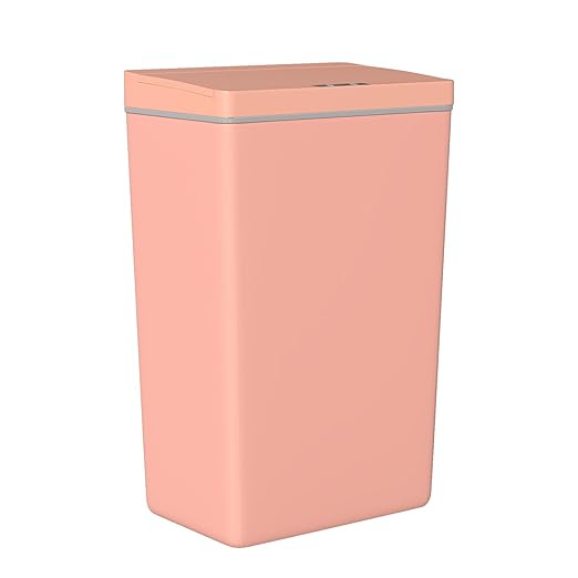PayLessHere 13 Gallon 50 L Trash Can with Lid Plastic Kitchen Trash Bin Automatic Touch Free Motion Sensor Trash Can (1, Pink)